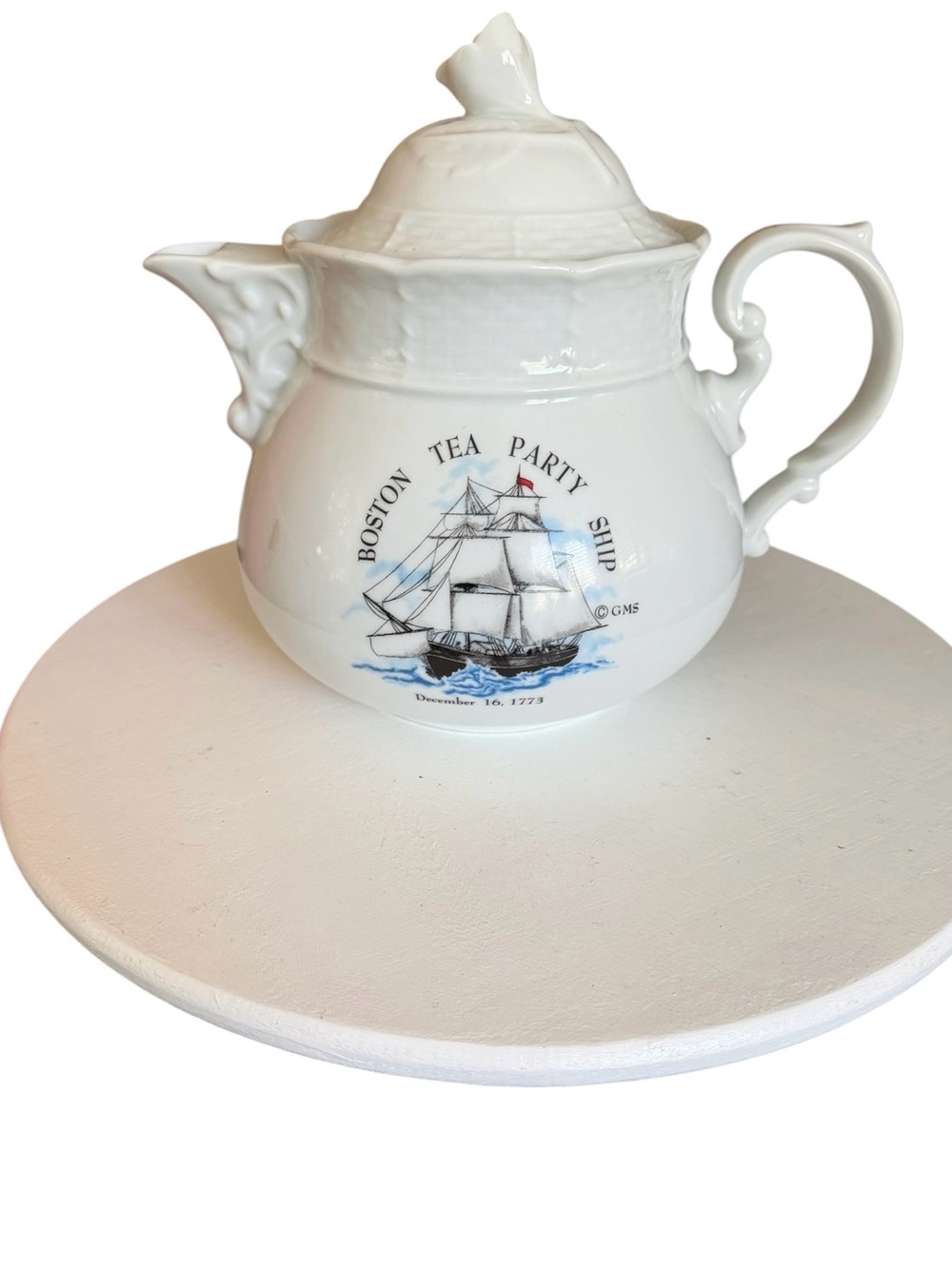 Vintage Thun Studio Czech Republic 1794 Boston Tea Party Ship Ceramic Teapot